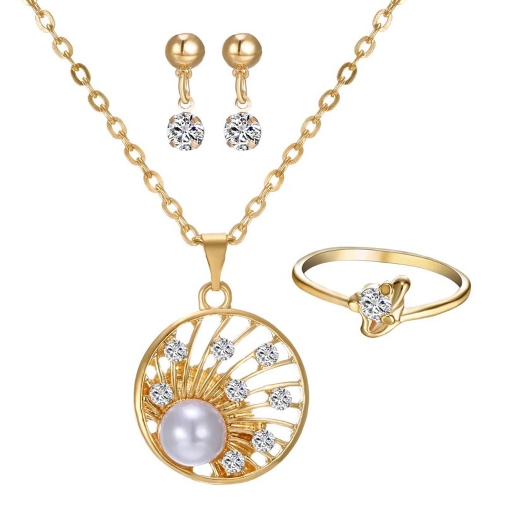 💎NWT Pearl Necklace, earrings and ring combo - Picture 1 of 7